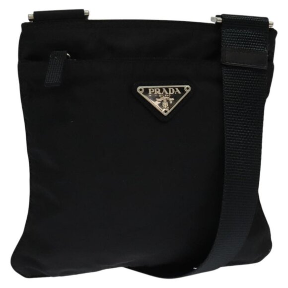 PRADA Shoulder Bag Nylon Black Silver Auth ep9765 - Picture 1 of 16